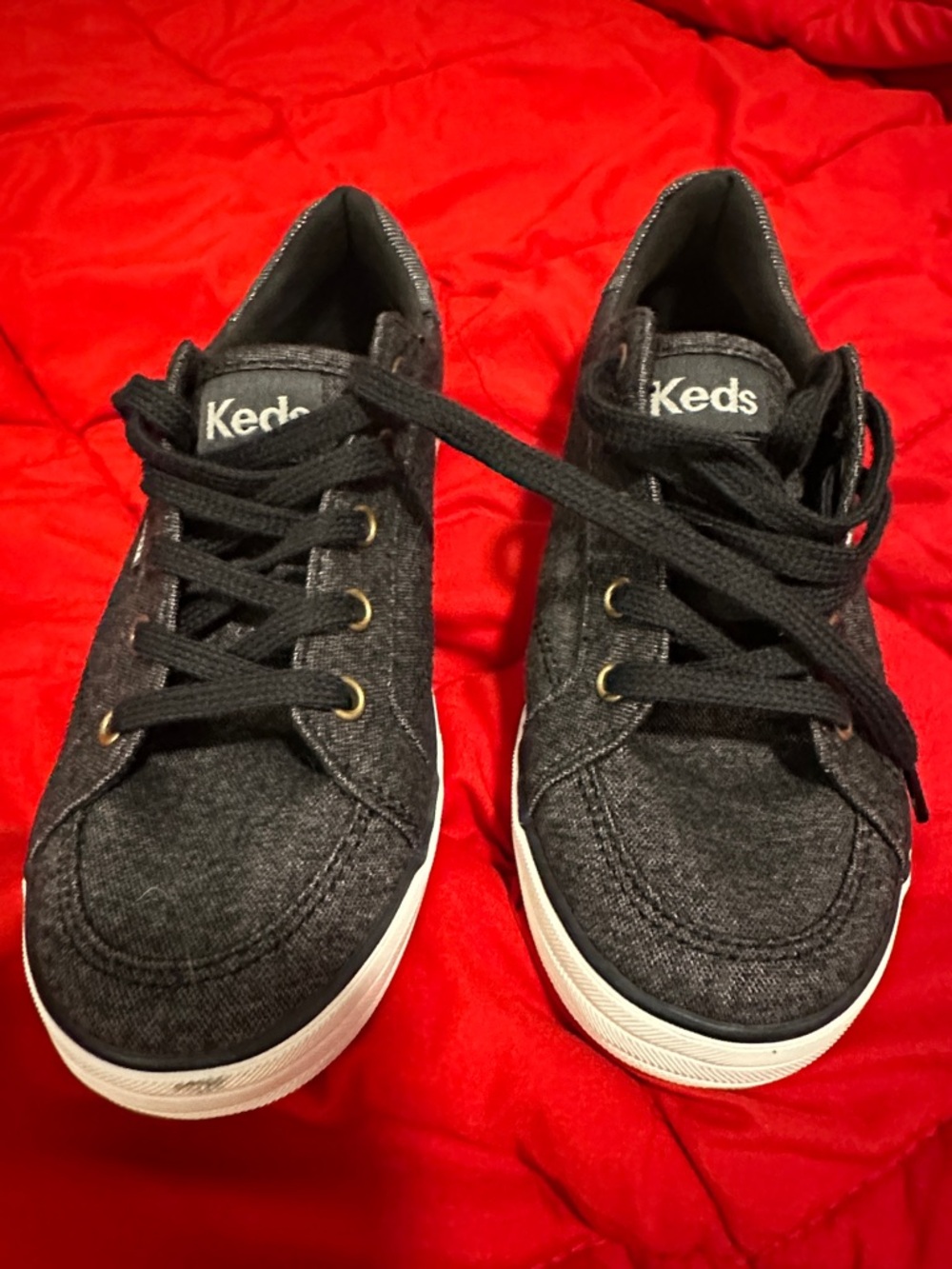 Keds Women's Charcoal Gray Canvas Lace-Up Sneakers